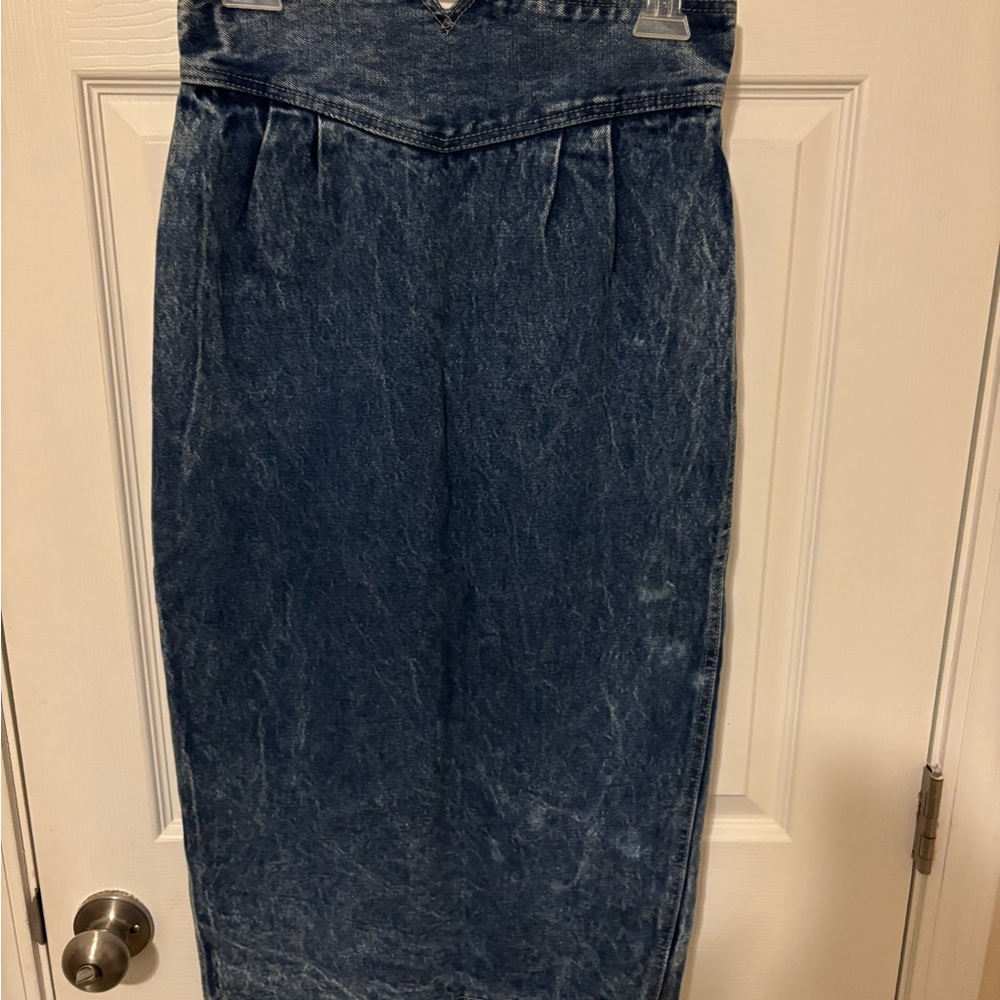 Vintage 80’s High Wasted Zena Denim Blue Pencil Skirt